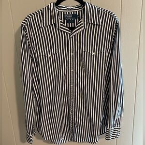 Men’s vintage Ralph Lauren striped mother of pearl button shirt